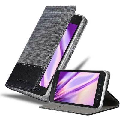 Afbeelding van Cadorabo Hoesje geschikt voor Samsung Galaxy XCover 4 / 4s in GRIJS ZWART Beschermhoes met magnetische sluiting, standfunctie en kaartvakje Book Case Cover Etui