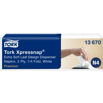 Afbeelding van Tork Xpressnap dispenserservet 21,3x33cm 2 laags 1/4 vouw Leaf Design wit 5x100x8