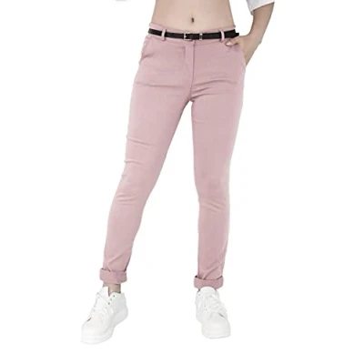 Afbeelding van JOPHY &amp; CO. Elastische chino voor dames met riem (nr. 3008), Antieke Roze, M