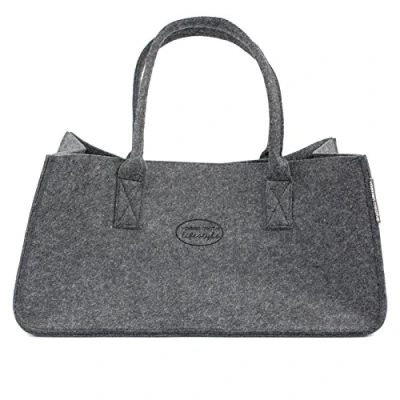 Afbeelding van Vaessen Creative Vilttas antraciet, praktische en stevige vilten tas, 50 x 25 cm, houten tas vilt