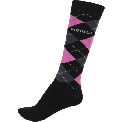 Afbeelding van Horka Sokken Riding Check Black rosa M