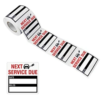 Afbeelding van 150 STKS Olieverversing Auto Onderhoud Service Due Herinnering Stickers, Waterdicht/Scheurbestendige Residu Labels op rol met Perforatielijn (Elk meet 2&quot; X Zwart)