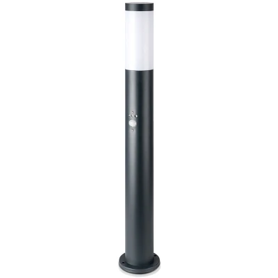Afbeelding van LED Tuinverlichting met Bewegingssensor Staande Buitenlamp E27 Fitting Rond Mat Grijs Aluminium 80cm
