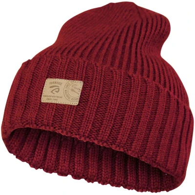 Afbeelding van Ivanhoe rib gebreide muts van wol Ipsum Deep Red One Size Rood
