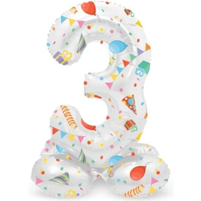 Afbeelding van Folat BV Staande Folieballon Joyful Party Cijfer 3 72cm