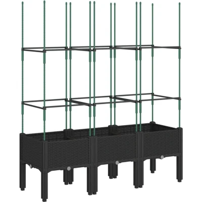 Afbeelding van Plantenbak met latwerk 120x40x142,5 cm polypropeen zwart