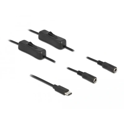 Afbeelding van Delock Kabel USB Type C™ Stecker zu 2 x DC 5,5 2,1 mm Buchse mit S