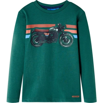 Afbeelding van Kindershirt met lange mouwen motorprint 104 groen