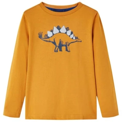 Afbeelding van Kindershirt met lange mouwen dinosaurusprint 116 donkerokerkleurig