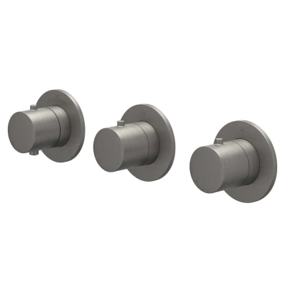 Afbeelding van IVY Bond afbouwdeel inbouwthermostaat 2 stopkranen symmetry Geborsteld Metal Black PVD