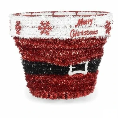 Afbeelding van Decoratieve figuren Mand Klatergoud Wit Rood Polypropyleen PET 27 x 22 cm (8 Stuks)