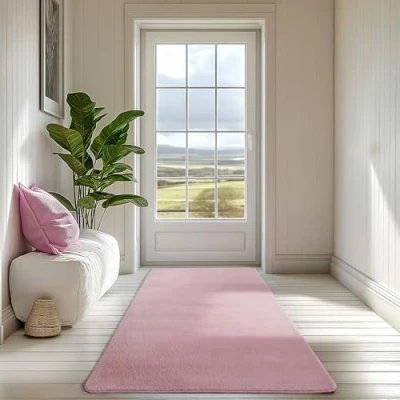 Afbeelding van SIMPEX Loper Tapijt Roos 60x100 cm Antislip, Wasbaar en Zacht, Modern Effen Design voor Slaapkamer, Keuken, Gang Woonkamer, Ideaal elke Ruimte