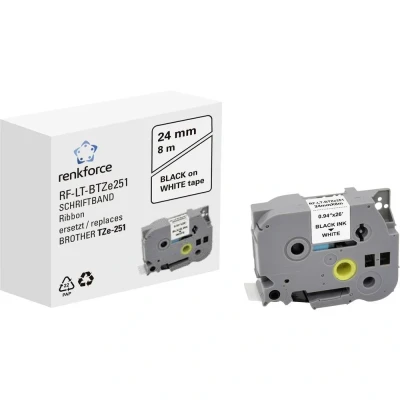 Afbeelding van Labeltape Renkforce RF LT BTZe251 Compatibel vervangt Brother TZe 251 24 mm Tapekleur: Wit Tekstkleur: Zwart 8 m