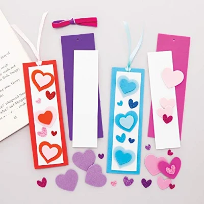 Afbeelding van Baker Ross AT363 Hart Mix &amp; Match bladwijzer knutselset voor kinderen (8 stuks) creatieve sets om te knutselen en decoreren Valentijnsdag