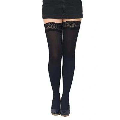 Afbeelding van SENTELEGRI Kleurrijke ondoorzichtige 40 denier microvezel hold ups kousen, maten S XXL, Zwart, XXL