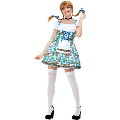 Afbeelding van Smiffy&#039;s Boeren Tirol &amp; Oktoberfest Kostuum Sexy Kleintje Pils Vrouw Blauw Large Bierfeest Verkleedkleding