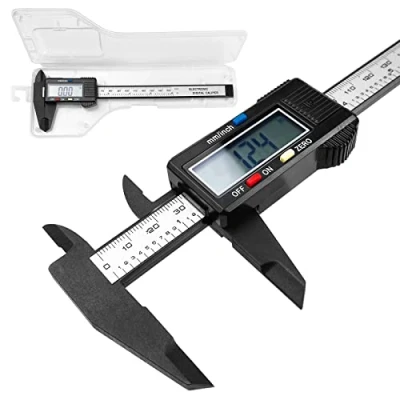 Afbeelding van Fousenuk schuifmaat, schuifmaat 150 mm, Caliper Digital koolstofvezel met helder lcd en back up batterij, voor buitendiameter, binnendiameter diepte om te meten