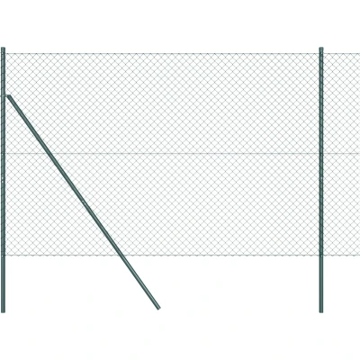 Afbeelding van vidaXL Kettinglinkomheining met 7 Palen 1.6x10 m Gegalvaniseerd Staal Groen