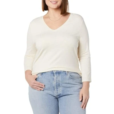 Afbeelding van Amazon Essentials Women&#039;s T shirt met driekwartmouwen en V hals in klassieke pasvorm (verkrijgbaar grote maten), Havermout, S
