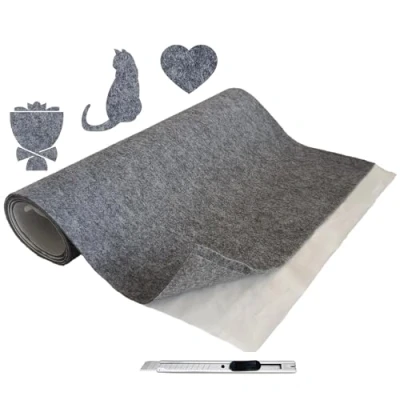 Afbeelding van MEIRRAI Zelfklevende Viltglijders, 40x200 cm Vilt Zelfklevend Rol, 2mm Dikke Viltpads voor Viltplakband Stoelmeubelpoten, Vloerbescherming, Grijs