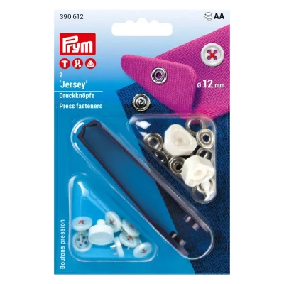 Afbeelding van Prym 390612 Naaivrij Jersey Annaaioptiek VA 12 mm drukknop, messing, wit, rood, 14