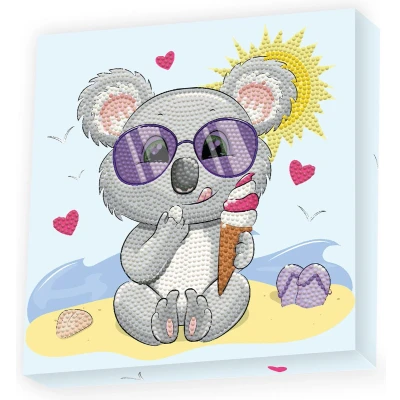 Afbeelding van Knutselpakket met Ronde Steentjes, DOTZ voor Volwassenen, Hobbypakket Kinderen Vanaf 8 Jaar DBX.040 BOX Diamond Dotting kit 22x22cm Koala Cream