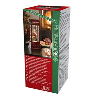 Afbeelding van Kerstlantaarn telefooncel met kerstman Konstsmide 25 cm (LED, Batterijen, Timer)