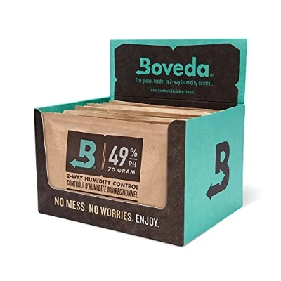 Afbeelding van Boveda voor Muziek 49% RV 2 way vochtregeling vervangingspakket gebruik in stoffen houder Maat 70 houten snaar of strijkinstrumenten Doos kleinhandel met 12 stuks