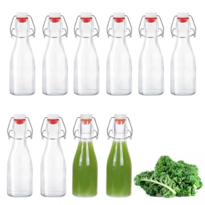 Afbeelding van Zanfqvo Glazen flessen 150 ml met beugelsluiting, 10 stuks kleine om te vullen, vulfles voor olie, azijn, sap en limonade