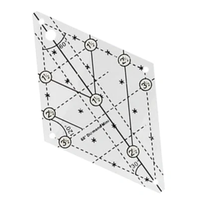 Afbeelding van 60 graden diamant liniaal quilten sjabloon gratis sjablonen patchwork vorm transparant naaien snijden ambachtelijke doe het zelf gereedschap (S)