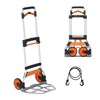 Afbeelding van VEVOR Opvouwbare steekwagen 140kg Transportwagen van aluminiumlegering en kunststof Stapelaar met verstelbare handgreep 900 1109mm incl. bindtouw Compact formaat voor opslag