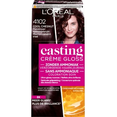 Afbeelding van 3x L&#039;Oréal Casting Crème Gloss Semi Permanente Haarkleuring 4102 Parelmoer Kastanjebruin