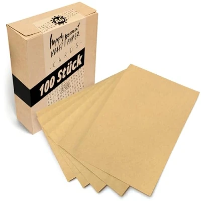Afbeelding van Japun blanco ansichtkaarten, kaartenset van kraftpapier (100 stuks) om zelf te ontwerpen, beschrijven of bedrukken 300 g/m² DIN A6 105 x 148 mm lichtbruin
