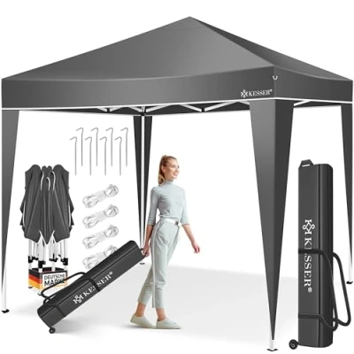 Afbeelding van KESSER® Partytent 3x3m Paviljoen Easy Pop Up Feesttent met Draagtas Vouwtent Waterdicht en UV bescherming 50+ Vouwpaviljoen Opvouwbaar, Antraciet