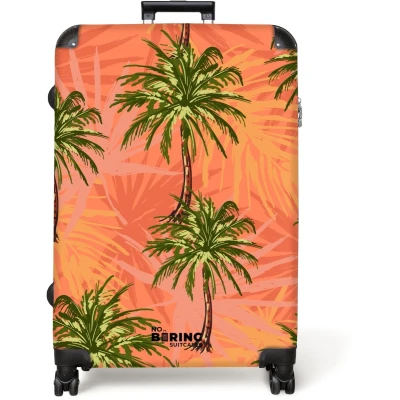 Afbeelding van NoBoringSuitcases.com® Koffer groot Reiskoffer lichtgewicht Palmbomen met fleurige achtergrond. Rolkoffer 4 wielen Grote trolley XL 98 liter bagage