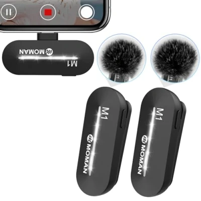 Afbeelding van Moman draadloze lavalier microfoon, CP1X (C) 2,4 GHz, type C en USB, 2TX&amp;1RX reson microfoon voor Android telefoons, tablet, vlog, live streaming, tiktok,