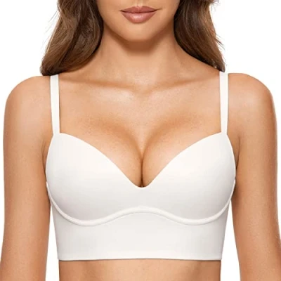Afbeelding van DOBREVA BH Vrouwen Zonder Riemen Push Up T Shirt Bras Gewatteerde Bustier Zachte Naadloze wit 90C
