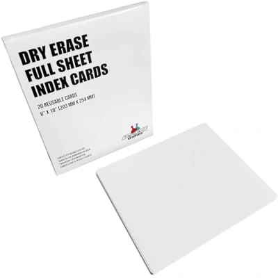 Afbeelding van Dry Erase Giant Kaarten Herbruikbare Volledige Pagina Index (8&quot; x 10&quot;) 20 Pagina&#039;s, Studiegids, Notitiekaarten, Flashkaarten, Schetsbord