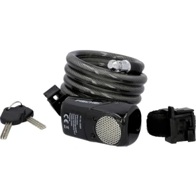 Afbeelding van FISCHER 85908 alarm spiraalslot, bij diefstal, 120 cm, 110 db, 2 sleutels, zwart