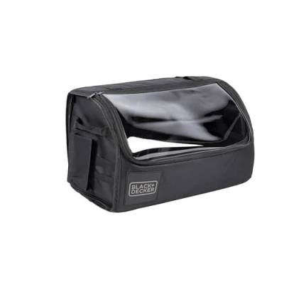 Afbeelding van BLACK+DECKER Kofferbak Organizer Kofferbaktas met Transparante Cover 2 Hoofdvakken en Meerdere Zijvakken Anti Slip Vlak Polyester Zwart