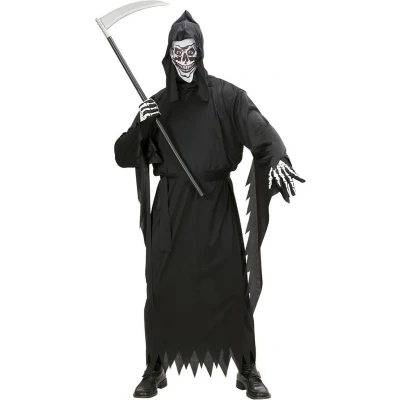 Afbeelding van Widmann Beul &amp; Magere Hein Kostuum Grim Reaper Vader Tijd Man Zwart Large Halloween Verkleedkleding