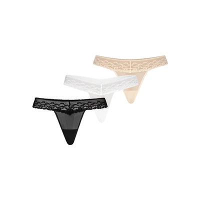 Afbeelding van TEYLI String &#039;Leo&#039; beige / zwart wit
