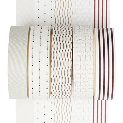 Afbeelding van YUBX 5 Rolls Washi Tape Set Creatieve Basic Skinny Decoratieve Tapes voor Kunst, DIY Crafts, Bullet Journals, Planners, Scrapbooking, Inpakken (lijn)