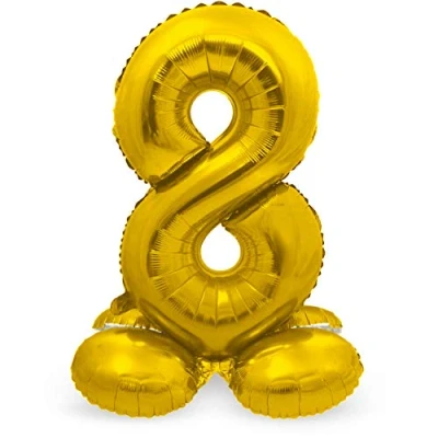 Afbeelding van Cijfer Ballon 8 staand Goud 72 cm