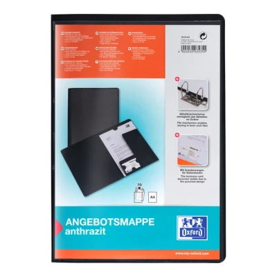 Afbeelding van Offertemap Oxford A4 met insteektas 2 kleppen 0.5mm PP zwart