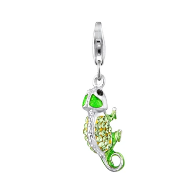 Afbeelding van Nenalina Dames kameleon hanger met kristallen in 925 sterling zilver