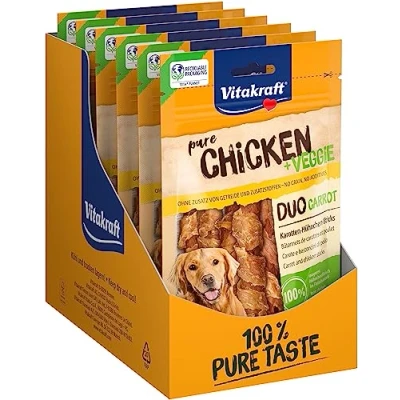 Afbeelding van Vitakraft Pure kip Veggie, Hondensnacks, Sticks met en wortel, traktaties voor hondentraining, zonder toegevoegde suiker (9x 80g)