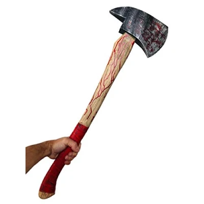 Afbeelding van Rubber Johnnies , Bloody Fire AXE, nepwapen, bloedige, enge bloedbevlekte bijl, Halloween accessoires, realistische schuimrekwisiet, kostuumwapens, machete, cosplay mes, brandweerman