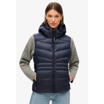 Afbeelding van Superdry Vrouwen Gewatteerde Fuji Bodywarmer met Capuchon Blauw Grootte: 36