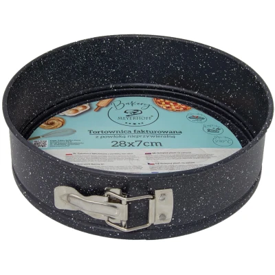 Afbeelding van Meyerhoff Bakery ronde springvorm/ bakvorm met non stick coating 28 x 7 cm antraciet marmer